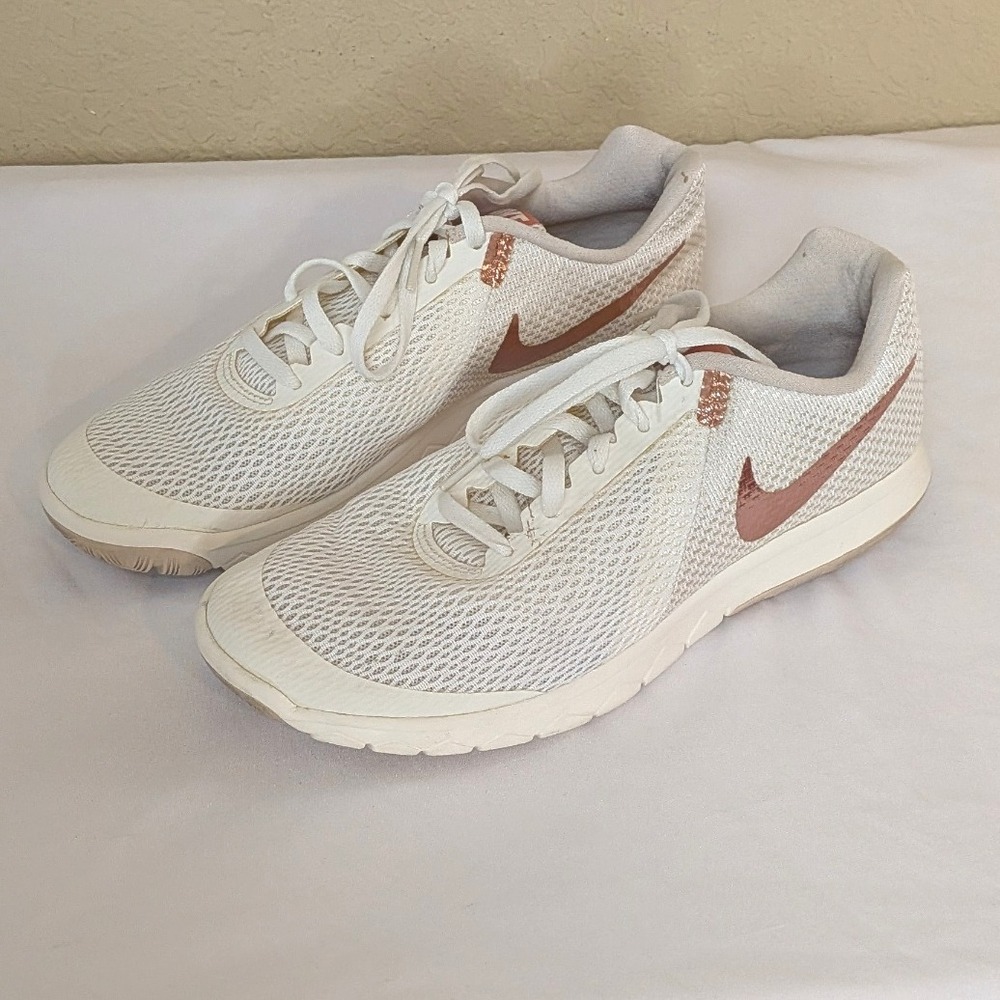Nike Flex RN 2017 Running Shoes White‎ Rose Gold Women's 8.5